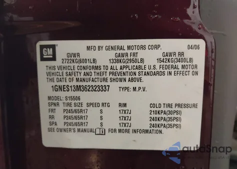 2006 Chevrolet Trailblazer Ls z USA, uszkodzony, nr VIN 1GNES13M362323337